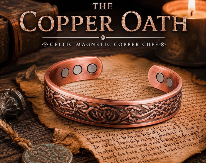 The Copper Oath | Celtic Magnetic Copper Cuff Bracelet | Irish Knotwork Bracelet