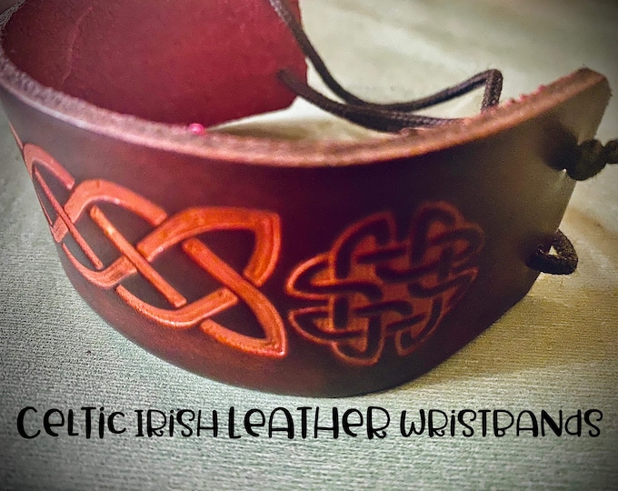 Celtic Real Irish leather Handmade wristbands