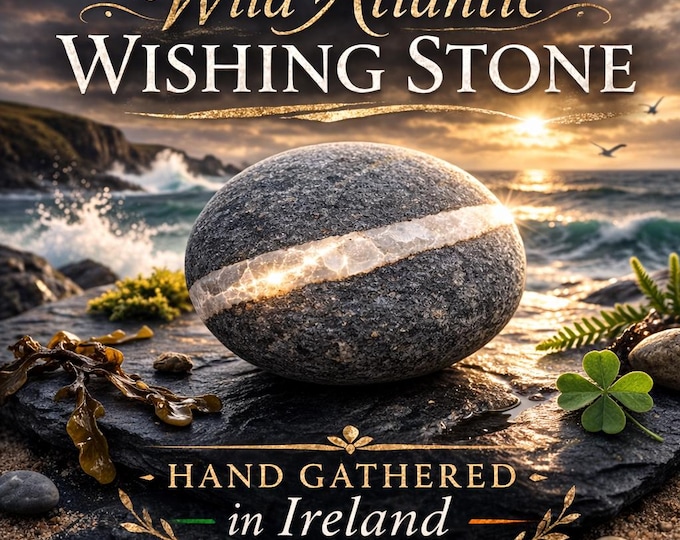 Wild Atlantic Wishing Stone – Authentic Irish Coastal Folklore Gift