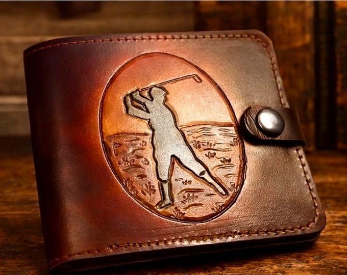 Handmade Irish Leather Golf Wallet, Personalised Men’s Gift, Engraved Golfer Wallet