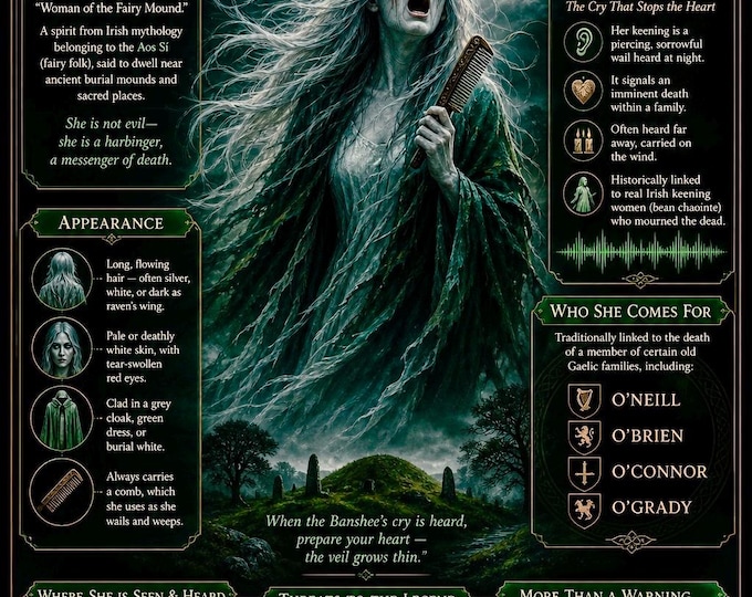 Banshee — The Wailing Spirit of Ireland | Bean Sì Wall Art Print | Irish Folklore Poster | Celtic Mythology Gift