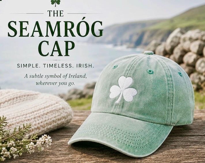 The Seamróg Cap | Vintage Green Shamrock Hat | Embroidered Irish Baseball Cap