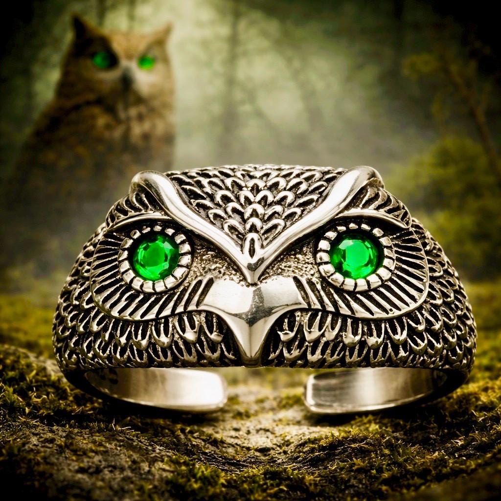 Guardian Owl Ring - Silver Wisdom Ring