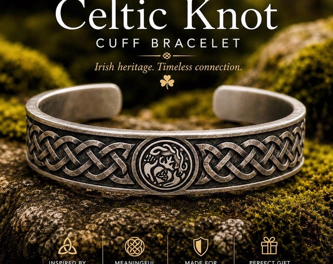 Celtic Knot Cuff Silver Bracelet – Slim Fit, Irish Knot Jewellery