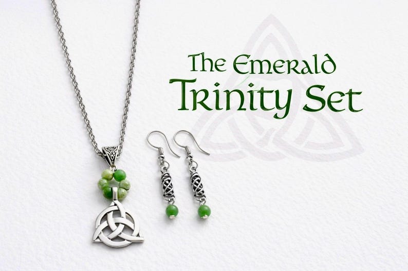 Trinity Set The Emerald Trinity Set – Celtic Knot Jewellery | Irish Necklace ...