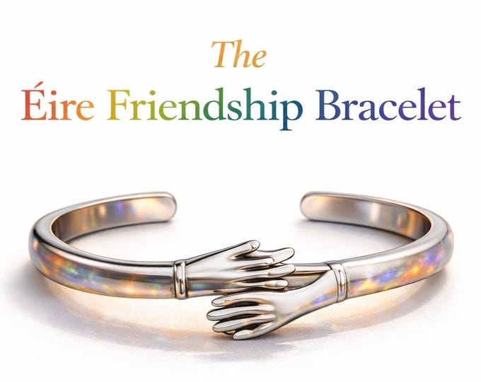 Sterling Silver Hugging Hands Cuff Bracelet – Éire Friendship Symbol, Adjustable Open Bangle