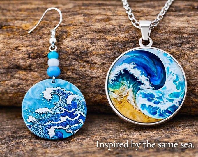 Wild Atlantic Way Jewellery Set – Wave Earrings & Ocean Necklace