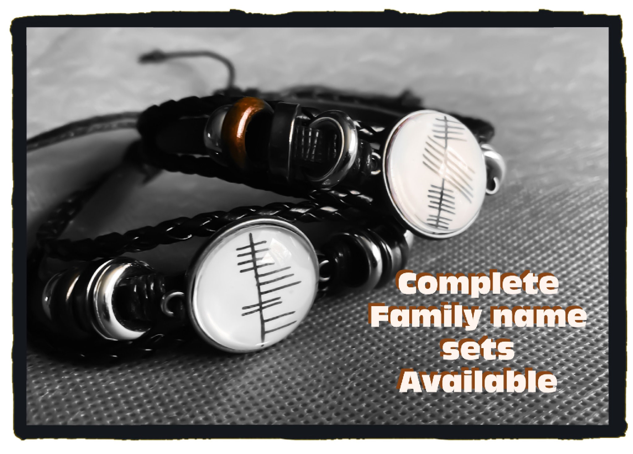 Personalised Ancient Irish language real leather wrist strap bandaí Personalised Ancient Irish language real leather wrist strap bandaí