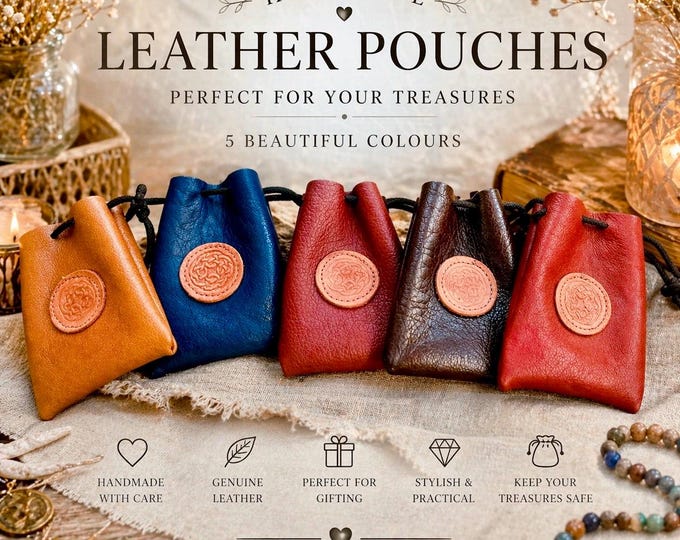 Handmade Genuine Leather Drawstring Pouch – Small Keepsake Jewellery Coin Bag
