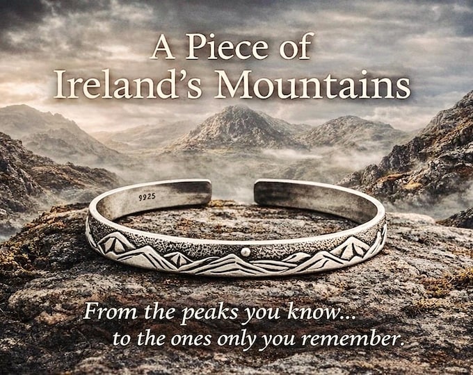 Irish Mountain Cuff Bracelet –  Ireland Gift, Celtic Nature Jewellery