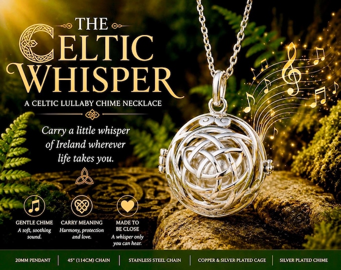 The Celtic Whisper – Celtic Bola Chime Necklace, Harmony Ball Pendant, Celtic Knot Jewellery