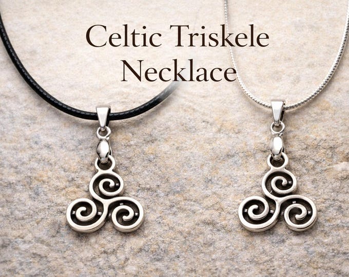 Celtic Triskele Necklace – Ancient Irish Symbol Pendant, Spiral Knot Jewellery, Irish Heritage Gift, Trinity Spiral Necklace