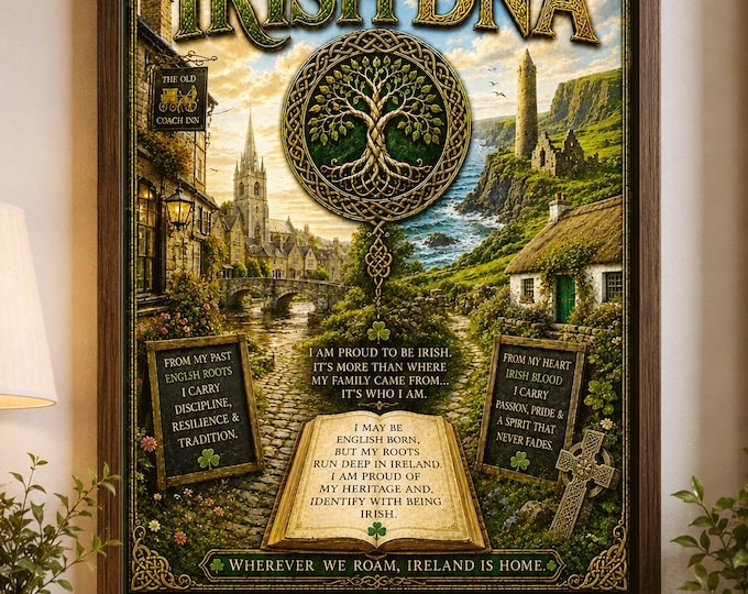 English Born Irish DNA Print | Irish Heritage Wall Art | Irish Roots Gift