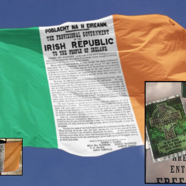 Irish proclamation 5ft x 3ft flag. bratach Fhorógra na hÉireann