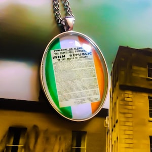 Irish tri colour proclamation pendant.