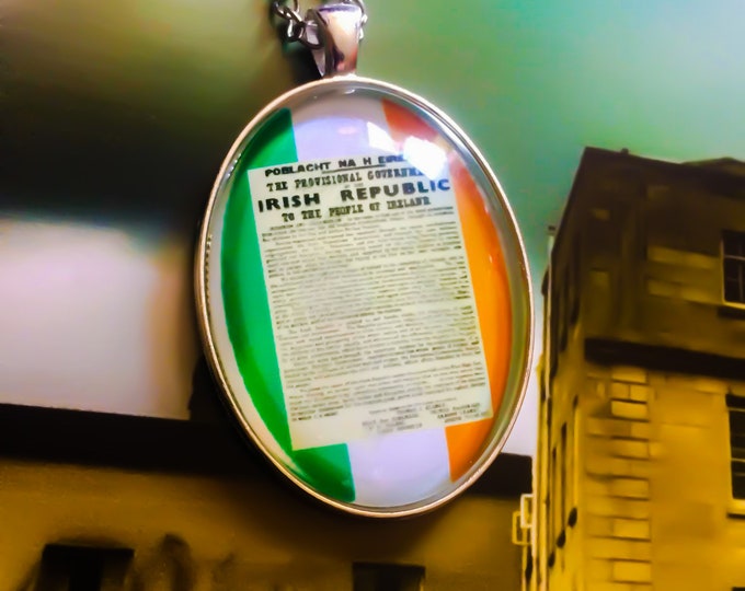 Irish tri colour proclamation pendant.