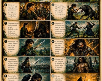 Stampa di Cú Chulainn – Il Mastino dell'Ulster, arte murale della mitologia irlandese, poster del guerriero celtico, regalo ispirato alla leggenda irlandese