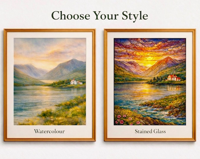 Connemara Print – Irish Landscape Wall Art, Choose Watercolour or Stained Glass