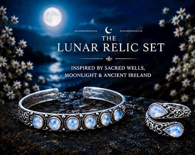 The Lunar Relic Set | Celtic Moonstone Jewelry Set | Irish Folklore Jewellery | Mystical Moon Jewelry