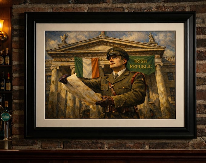 Padraig Pearse Reading the Irish Proclamation on the GPO steps on 24th April 1916 Print.