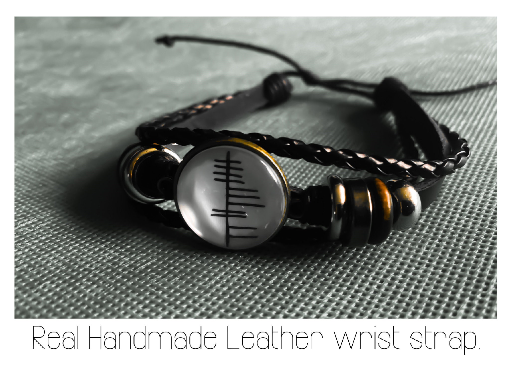 Personalised Ancient Irish language real leather wrist strap bandaí Personalised Ancient Irish language real leather wrist strap bandaí