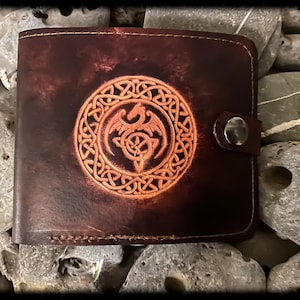 La cartera de cuero hecha a mano del Dragón Celta