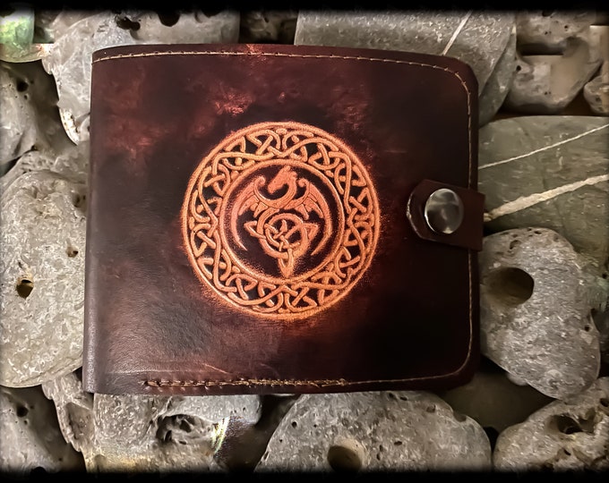 The Celtic Dragon Handmade leather wallet