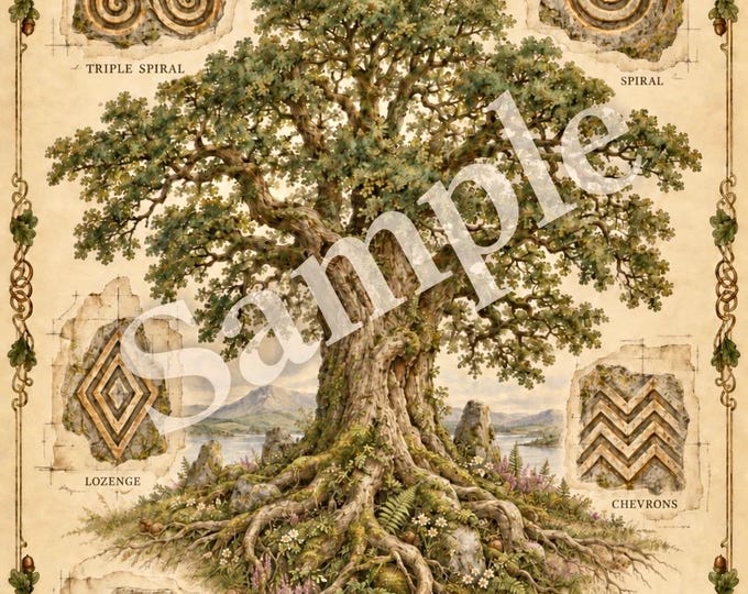 The Old Symbols of Ireland | Ancient Oak & Irish Stone Carvings Art Print