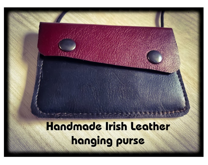 Soft Irish Handmade leather Boho hanging purse.