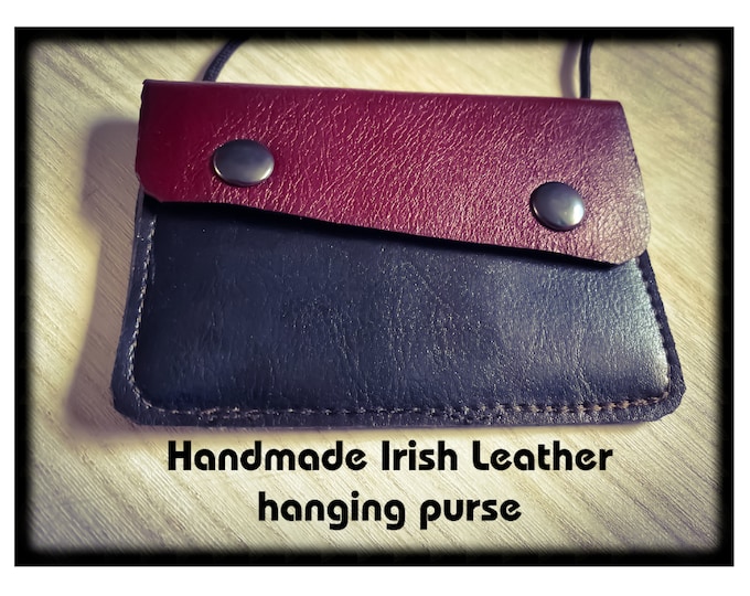 Soft Irish Handmade leather Boho hanging purse.