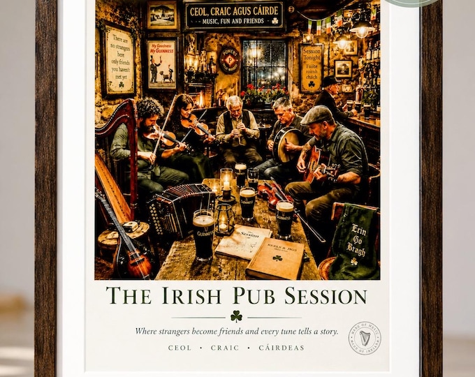 The Irish Pub Session | Irish Music Wall Art | Traditional Irish Pub Print | Ceol Craic Cairdeas
