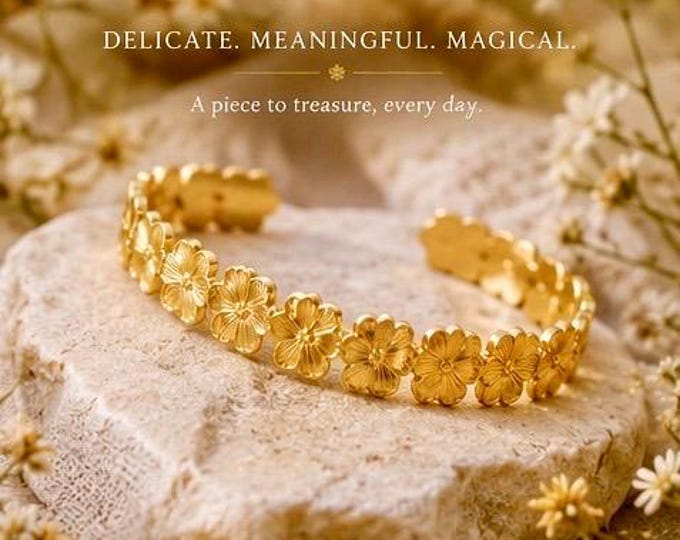 The Irish Summer Wildflower Cuff | Gold Flower Bracelet