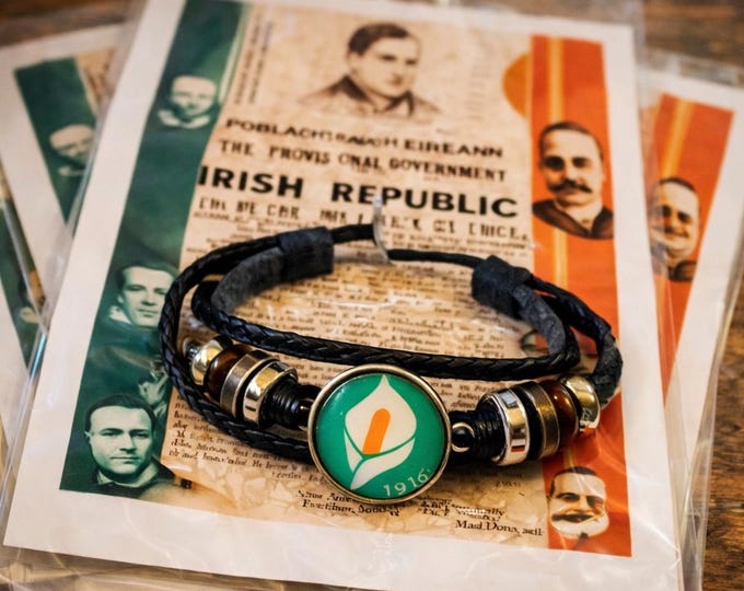 1916 Easter Lily Wristband – Irish Patriot Bracelet – Easter Rising Commemorative Band