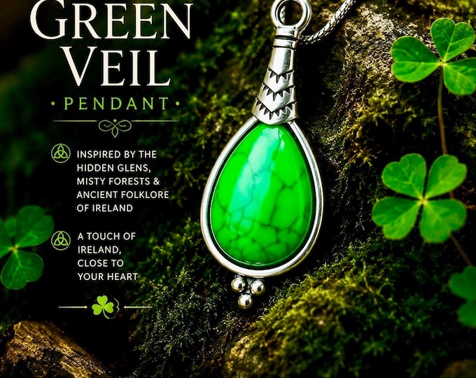 The Green Veil Pendant | Irish Green Stone Necklace | Woodland Inspired Necklace