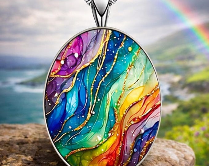 Rainbow of Hope Necklace – Irish Rainbow Jewellery, Celtic Gift for Her, Inspirational Pendant