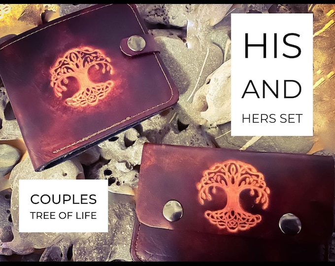 His & Hers Tree of life couples leather set