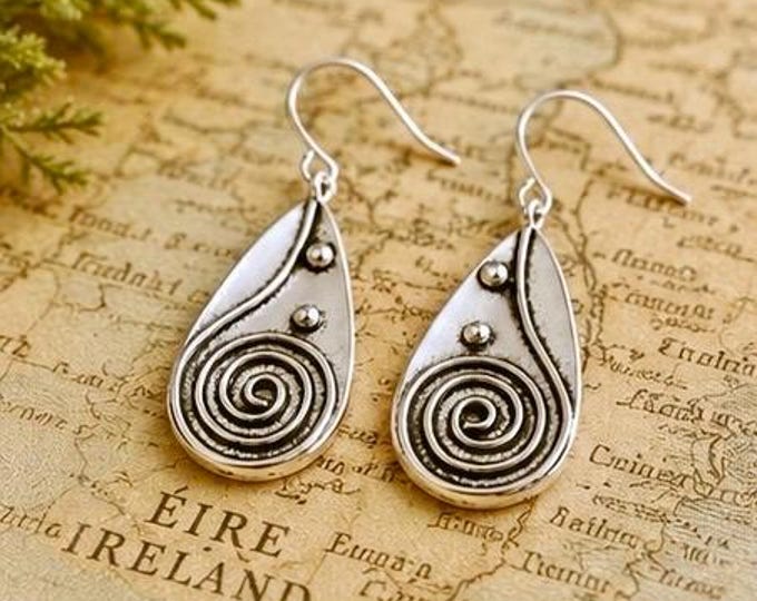 The Sacred Well Earrings | Irish Spiral Earrings | Celtic Water Symbol Jewellery | Irish Folklore Gift