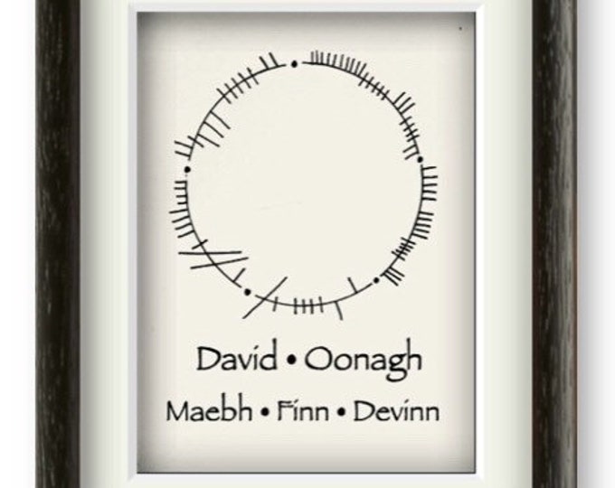 Personalised circular Ogham family print Unframed