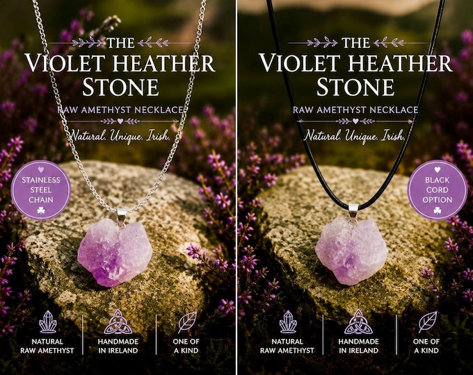 The Violet Heather Stone | Raw Amethyst Necklace | Natural Crystal Pendant
