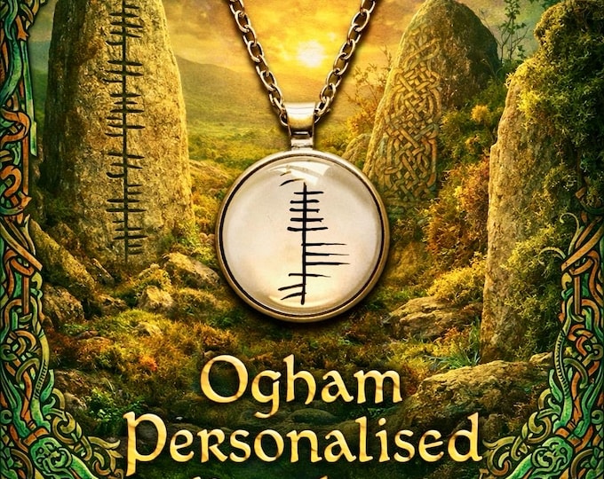 Celtic Ogham Heritage Necklace  Personalised Ogham Necklace — Custom Name Celtic Jewellery — Irish Handmade Pendant — Gaelic Script Gift