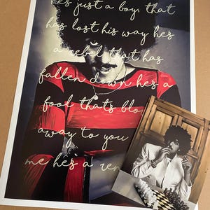 RENEGADE-tekstprint met gratis Phil lynott-kaartschaakprint van 7 x 5 inch.