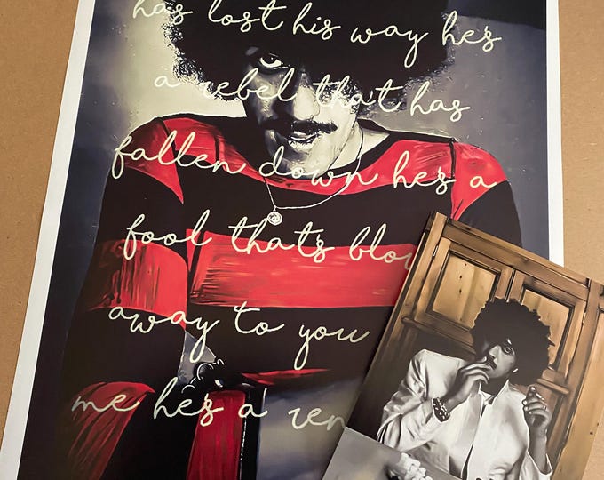 RENEGADE lyric print with free 7"x5" Phil lynott card chess print.