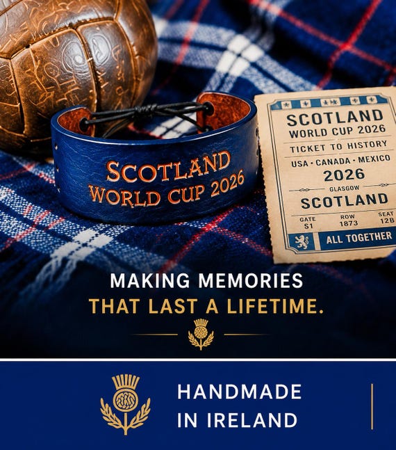 スコットランドワールドカップ2026レザーブレスレット｜手作りサッカー