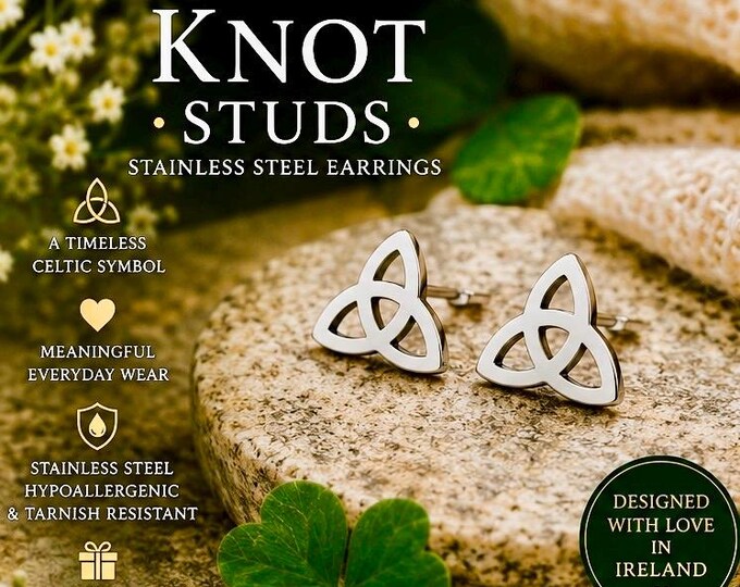 Endless Knot Studs | Stainless Steel Celtic Trinity Earrings | Meaningful Everyday Wear
