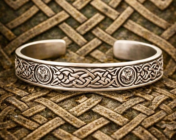 Celtic Knot Cuff Silver Bracelet – Slim Fit, Irish Knot Jewellery