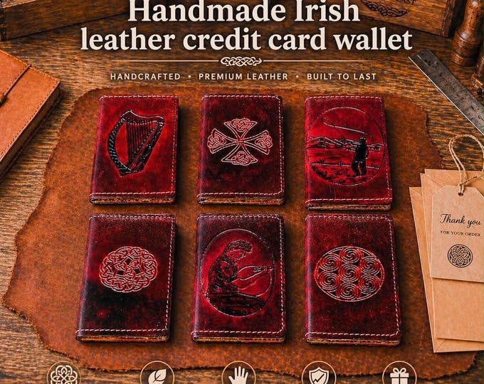 Credit card wallet real handmade leather, designed to suit him or her.  Each sold separately.