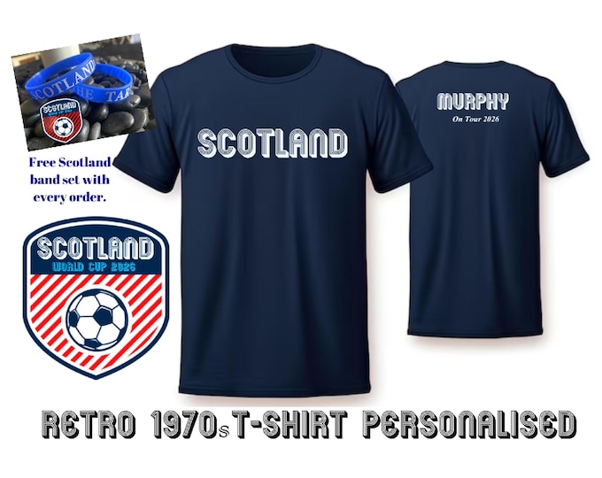 Scotland Retro personalised 70s world cup t-shirt.