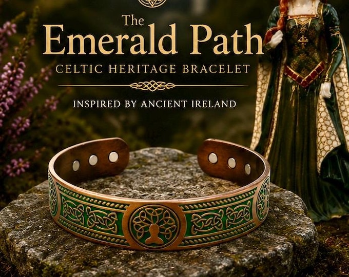 The Emerald Path.                                             Hand-Finished Celtic Tree of Life Copper Bracelet