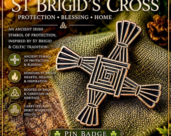 St Brigid’s Cross Pin Badge | Irish Protection Symbol | Celtic Pagan Brooch | Spiritual Irish Jewellery