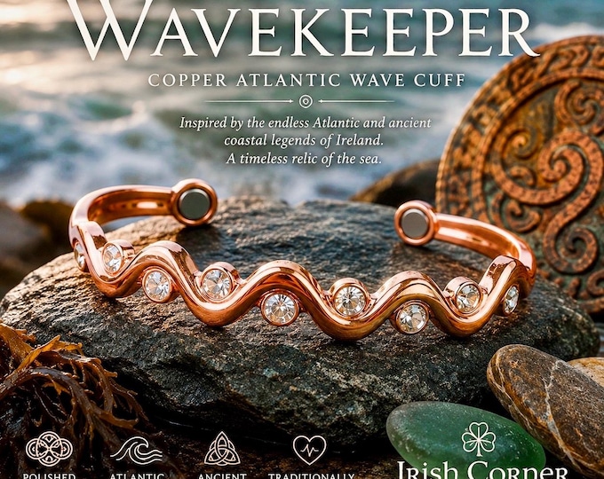 The Wavekeeper – Copper Atlantic Wave Cuff Bracelet